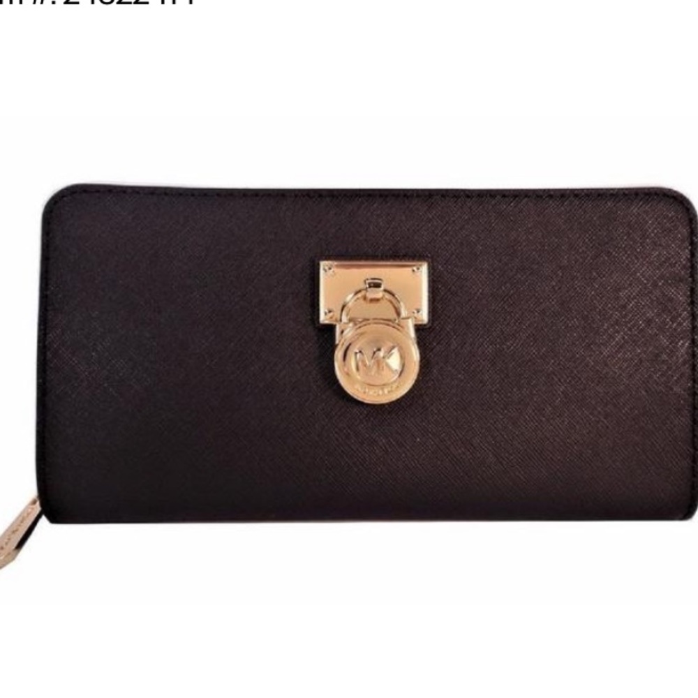 Michael Kors Clutch Hamilton Traveler Black Leather Wallet